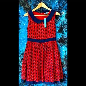 NWT Minuet Size Medium Sailor Collared Red & Navy Dress